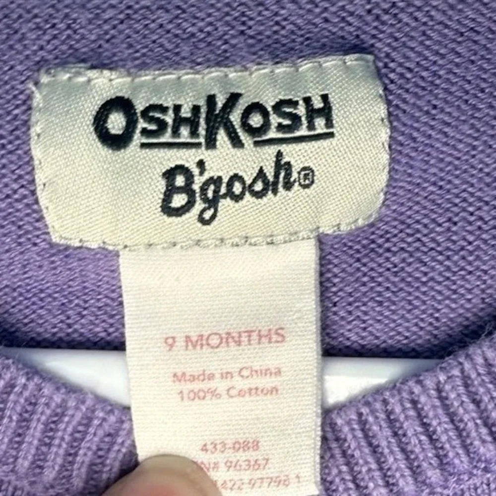 OshKosh B'gosh Baby Girls Purple Ruffle Cardigan Sweater 9 Months Cotton VTG Y2K - Picture 2 of 5